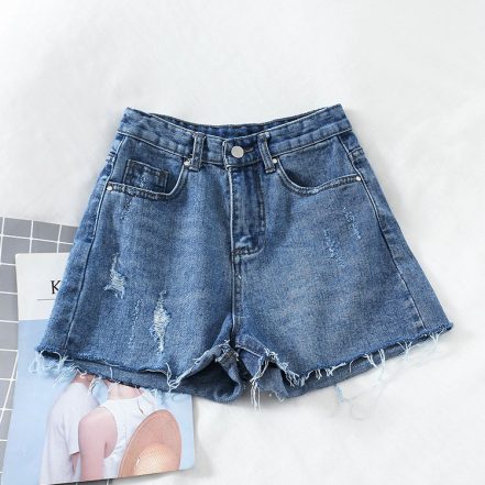 Quần Short Jean Nữ Xanh đậm Wax không lai