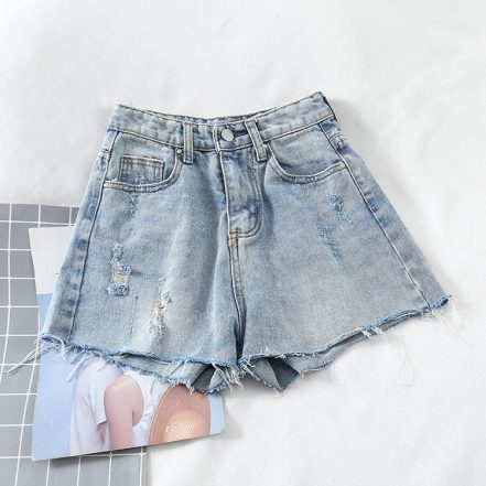 Quần Short Jean Nữ Xanh nhạt Wax không lai