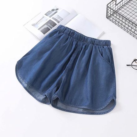 Quần Short Jean Nữ lưng thun xanh đậm