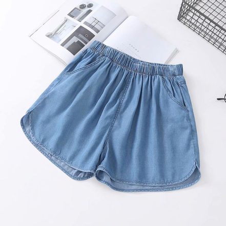 Quần Short Jean Nữ lưng thun xanh nhạt