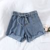 Quần short Jean Nữ Lưng Cao xanh tua lai