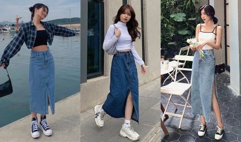 Quần váy jeans - quần giả váy - chân váy ngắn bò vạt chéo(có ảnh thật)(có  bigsize 100kg) | Shopee Việt Nam